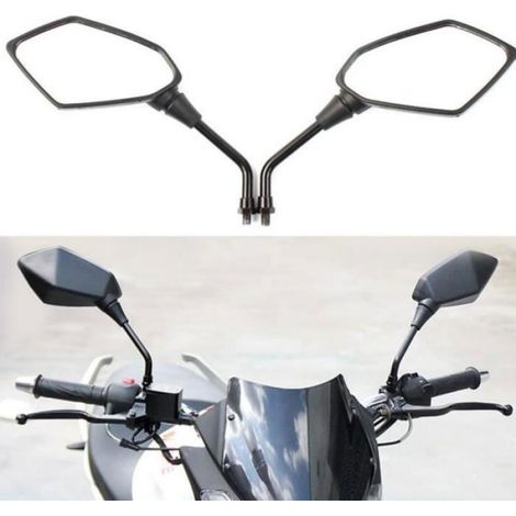 Universel 2 PiCes RTroviseur Moto Grande Taille Moto Noire Moto Scooter Chrome vue ArriRe Voir le Miroir LatRal 10Mm n RETROVISEURS (1/4)