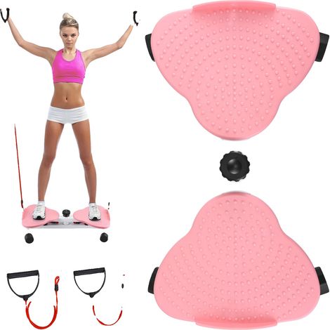 Herramienta de fitness para giros de cintura, capacidad de carga de 100 kg, superficie antideslizante, color rosa. (1/2)