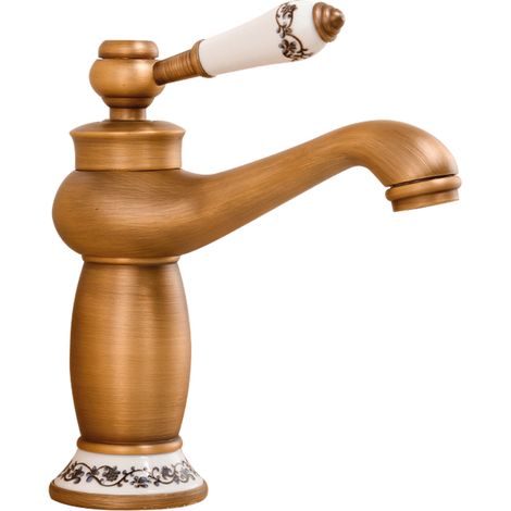 VALAZ Grifo de lavabo monomando redondo retro diseño vintage  Serie Mijares (1/5)