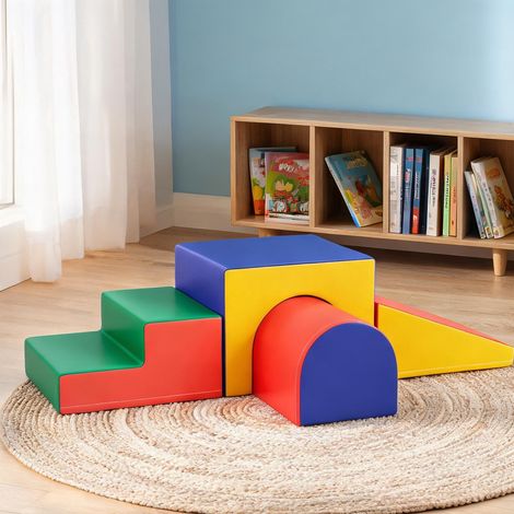 Set de 4 blocs de motricité en mousse et similicuir rouge rot (1/5)