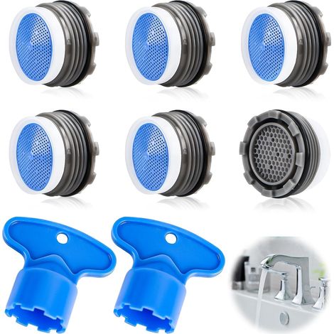 Set mit 6 M21,5-Luftsprudlern für Wasserhähne, integrierten Wasserhahn-Luftsprudlern, Ersatzsieb mit 2 Luftsprudlern, Werkzeug und Schraubenschlüsseln