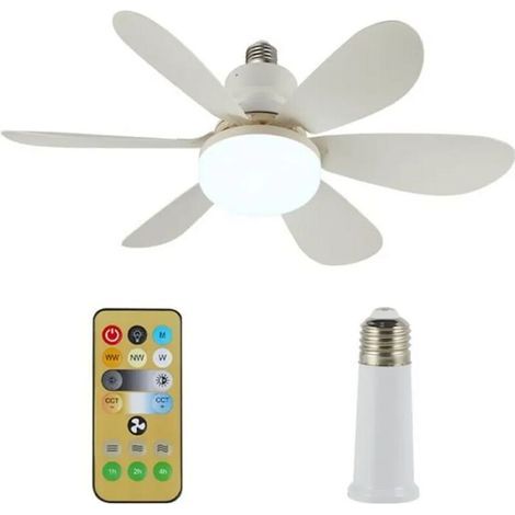 Ventilateur de plafond - QINGQUE - Modèle avec lumière LED E27 - 30W - 6 pales - Télécommande intelligente (1/4)