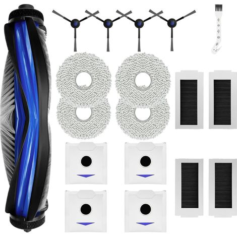 18 Pièces Accessoires pour ECOVACS DEEBOT N30 PRO OMNI/ N30 OMNI, Pièces de Rechange 1 Brosse Principale, 4 Serpillières, 4 Sacs à Poussière, 4 Filtres HEPA, 4 Brosses Latérales,1 Brosse de Nettoyage (1/5)
