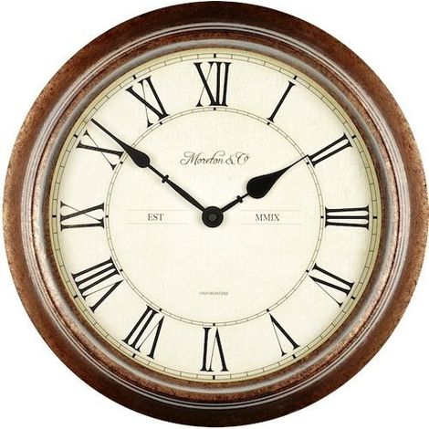 Techno Line WT 7006 Quarz Wanduhr 36 cm x 70 mm Holz Badezimmer-/Feuchtraum geeignet