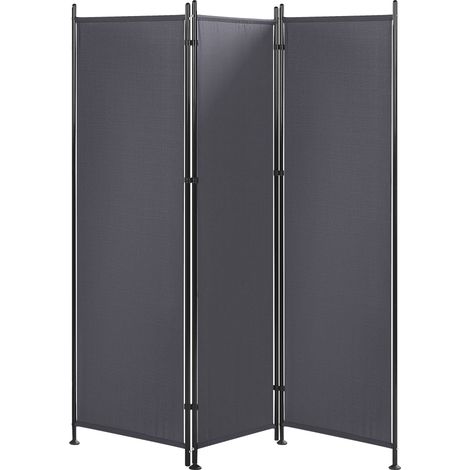 Paravento a 3 Pannelli 161 x 170 cm in Poliestere e Acciaio Grigio Narni