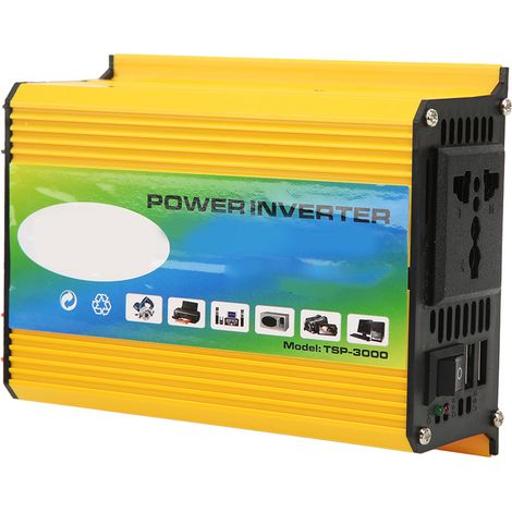 Kit solaire portable avec onduleur, double port USB 30 A, contrôleur de charge solaire 12 V/24 V, panneau solaire jaune 18 W 18 V, conversion 12 V à 110 V. (1/5)