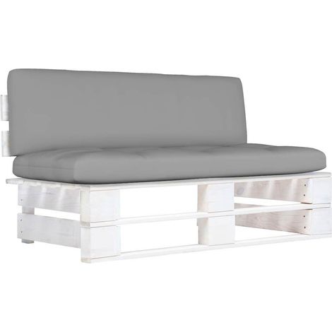 vidaXL Canapé central palette de jardin Blanc Bois de pin imprégné (1/5)