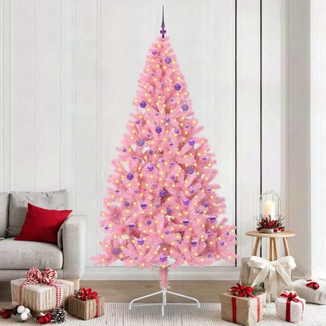 vidaXL Künstlicher vorbeleuchteter Weihnachtsbaum Rosa 240 cm PVC (1/5)