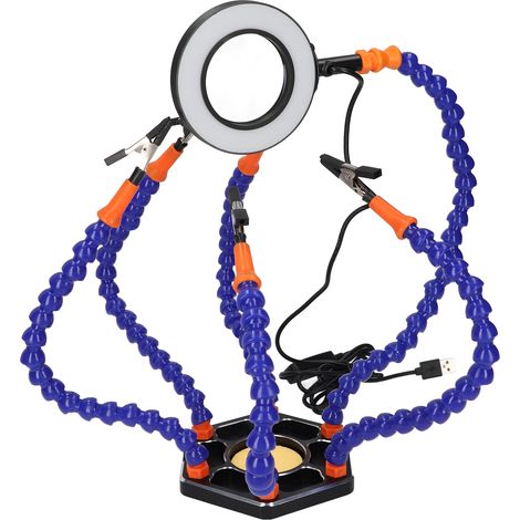 Station de soudage multifonctionnelle avec 6 bras flexibles et loupe 3X (1/5)