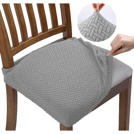 Juego de 4 fundas para sillas, elásticas, fáciles de limpiar, duraderas, lavables, resistentes a las manchas, hoteles, cocinas, etc, color gris (1/5)
