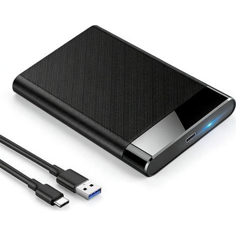 External Hard Drive Enclosure 2.5 Inch USB3.1 to SATA HDD/SSD Enclosure 6Gbps Gen2 7mm/9.5mm SSD Enclosure UASP & Trim Accelerated Tool-Free with USB C Cables (Black) (1/5)