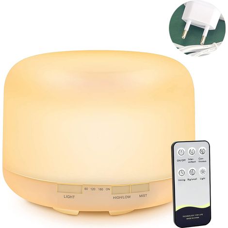 Diffuseur Dhuile Essentielle - Humidificateur Ultrasonique 500 ml - Avec Télécommande Et Minuterie - Pour Chambre Bureau Salon (1/5)