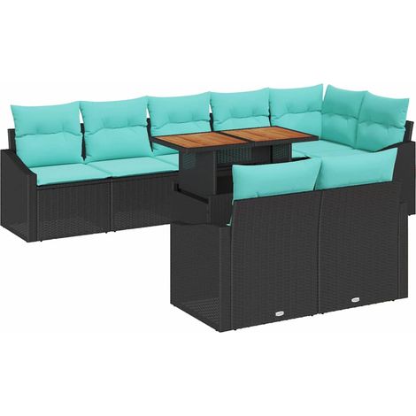 Garden Sofa Set 9 pcs 8-Seater Black and Teal vidaXL (1/5)