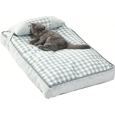 Lit pour Chien & Chat, 7550cm, Matelas Épais avec Oreiller, Lavable & Confortable, Adapté aux Animaux Moyens, Intérieur (1/5)