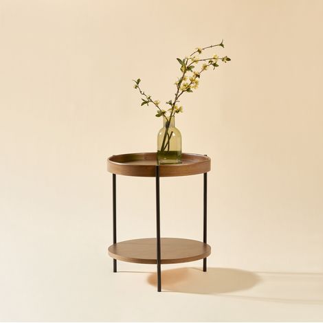 Table basse ronde gigogne 2 niveaux noyer OKMYHOME (1/5)