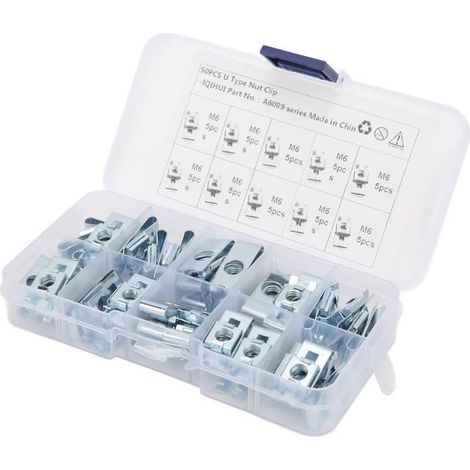 Écrou à clip - OMABETA - 50 pièces - Acier au carbone - Argent - Remplacement clips U (1/4)