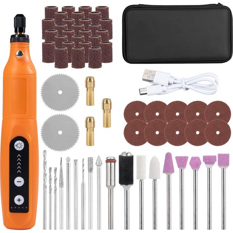 Outil Multifonction sans fil avec Lumière LED, Mini Perceuse 3 Vitesses (5000-15000 rmp), Mini Ponceuse kit 3,7 V avec 58 Accessoires pour Percer Graver Polir Poncer Dérouiller (1/5)