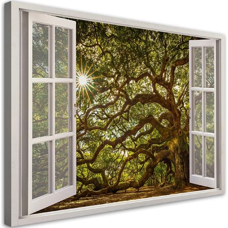 Tableau déco Fenêtre Arbre forêt nature 100x70 (1/5)
