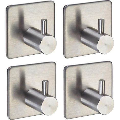 4 Muraux Autoadhésifs Acier Inox Pour Cuisine Et Bain Crochets Pour Torchons Porte-Serviette Crochet Pour Salle De Bains Crochets Adhésifs De