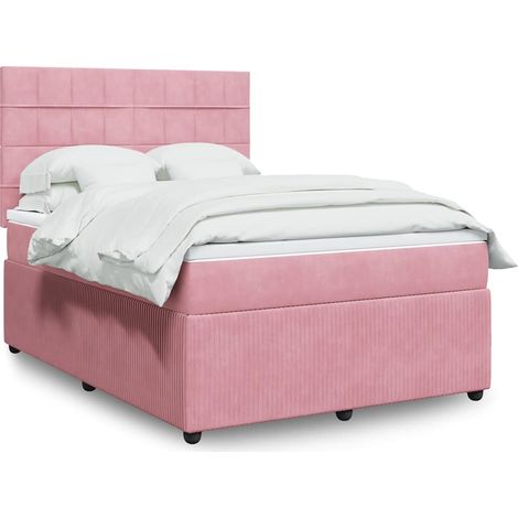 Boxspringbett mit Matratze Rosa 160x200 cm Samt (1/5)