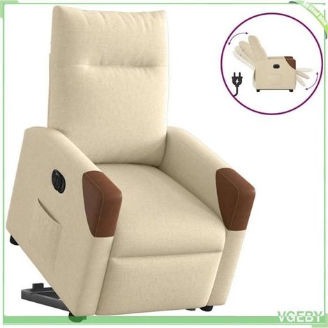 Fauteuil inclinable électrique - 7291712441097 - Crème et marron - Moteur de levage - Inclinaison 135° (1/5)