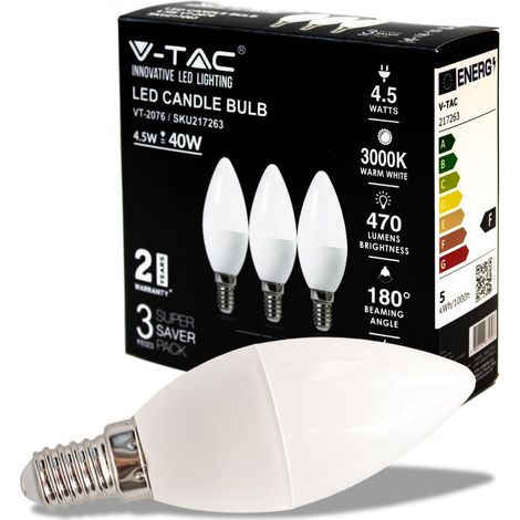 LED LAMPADINA 4.5W E14 CANDELA 3000K 3 PCS/BLISTER - Luce CALDA