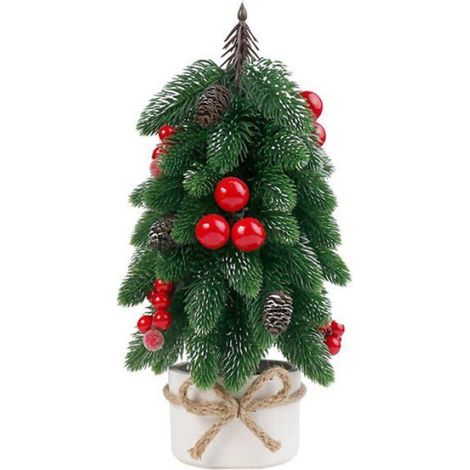 1 Petit sapin de Noël artificiel, décoration de table, ornements de bureau, fournitures de fête (1/4)