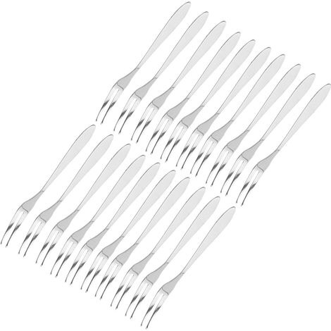 Lot de 20 fourchettes à fruits en acier inoxydable, confortables et à long manche, pour servir gâteaux, desserts et fruits. (1/5)