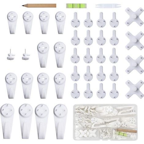 42pcs Accroche Tableau Sans Percer Blanc Fixation Murale Sans Percer Crochet en Plastique pour Accroche Cadre Crochet Tableau Cadre Photo Chapeau (1/3)