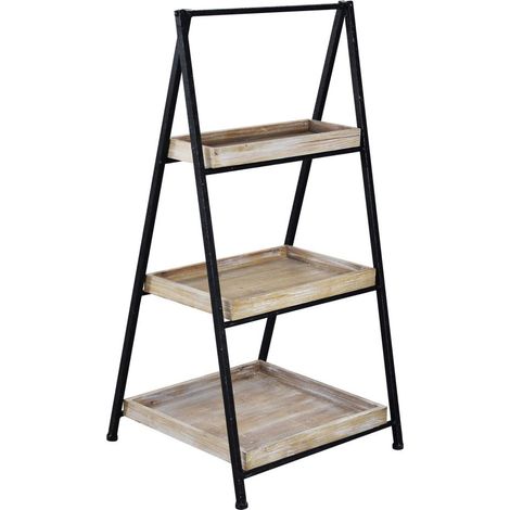 Mobile scaffale da interno in legno e metallo a 3 ripiani Linea Classic Low Box