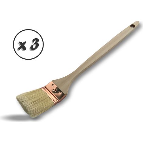 Pinceau radiateur standard Plat tête coudée Garnissage soie blanche - Quantité x3 - 60 mm (1/5)