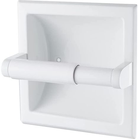 Porte-Papier Toilette Encastré Mural en Acier Inoxydable Blanc (1/4)