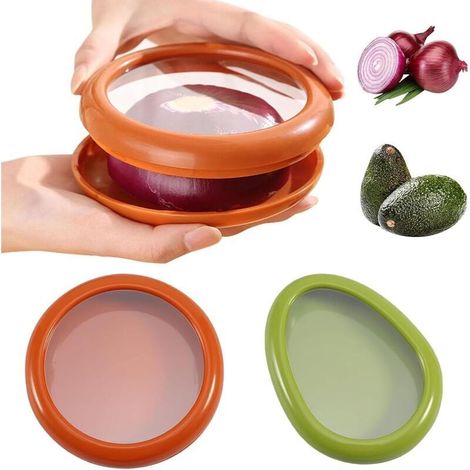 Lntyq Lot de 2 Conteneurs De Stockage De Fruits - Réutilisable Boîte À Fruits Boîte À Avocat Oignon - Économiseurs en Forme De Fruits - Boîte De'conservation pour Frigo Cuisine