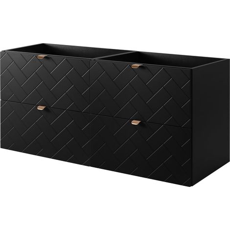 Mobile da bagno, Nero Opaco, 120 x 57 x 46 cm, Maniglie Dorate (1/5)