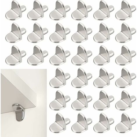 Lot de 30 supports d'étagère de 5 mm, équerres en L pour meubles de rangement en bois et en verre, placards, bibliothèques (1/4)