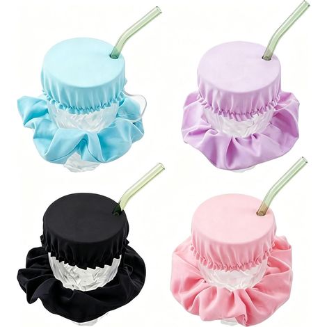 Lot de 4 Protège-verre, Couvercles Silicone Réutilisables 4 Couleurs, Protection Universelle, Sécurité des Boissons pour Fêtes et Voyages (1/5)