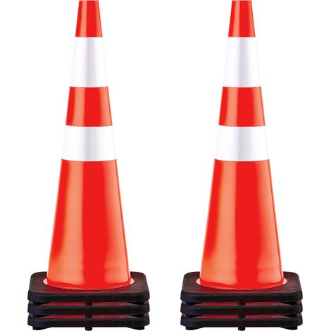 VEVOR 6 Pack 36" Coni Traffico, Coni di Sicurezza Traffico Arancione in PVC, Coni di Pericolo Collari Riflettenti per Parcheggio Traffico Edile