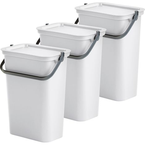 Set de 3 papeleras "MODA" 10L Blanco con asa (1/3)