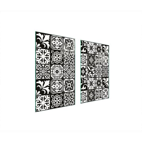 PLAQUE DE PROTECTION EN VERRE POUR POÊLE 75x52 MOSAÏQUE (1/5)