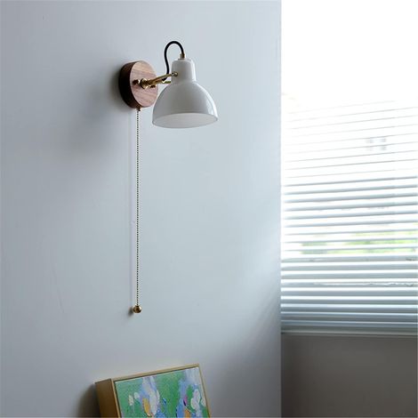 MINKUROW Lampada Da Parete Con Interruttore A Catena Nordica Noce + Paralume In Vetro, Lampada Da Parete Moderna Regolabile Per Soggiorno Lampada Da Comodino Per Camera Da Letto (1/5)