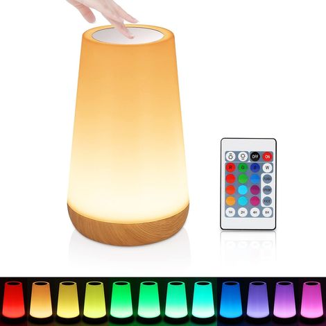 Veilleuse LED - Lampe de Chevet Multicolore avec 13 Couleurs, Veilleuse Enfant USB Rechargeable, Tactile et Télécommande Luminosité Ajustable RGB Dimmable Lampe Nuit pour Chambre, Bébé, Salon (1/5)