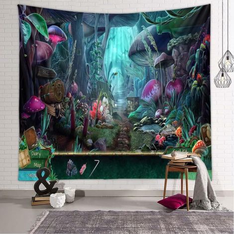 Forêt Jardin Tenture Murale, Psychédélique Hippie Tapisserie Champignon Plante Tenture Murale Tapisserie, Chambre Salon Abstrait Tapisserie Décorative Tapisserie Murale (150130cm) sunflower (1/2)