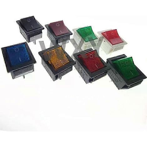 Interrupteur à bascule à verrouillage DPST 4 broches avec témoin lumineux marche/arrêt, 16 A 250 V CA, 20 A 125 V CA, KCD, rouge, vert, bleu, jaune, blanc, noir - JXLGV (1/5)