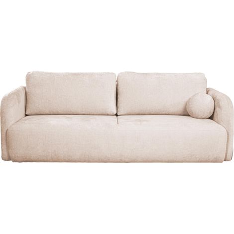DRIXY - Canapé 3 places convertible avec coffre en tissu beige (1/5)