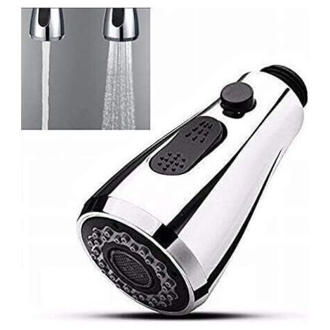 Robinet de cuisine avec douchette extractible et bouton d'arrêt, 2 types de jets, tête universelle Pro (1/4)
