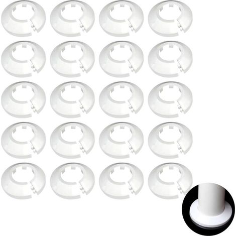 20-teiliges Heizkörperrosetten-Set, 20 mm Rohrabdeckung Sanitär, Heizkörperrosette (weiß)