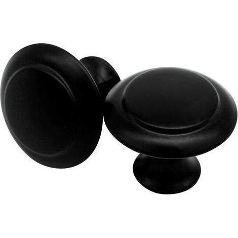 Poignées de tiroir noires en alliage d'aluminium, lot de 10 boutons ronds pour placards, portes de cuisine, commodes, armoires de salle de bain, poignées de meuble robustes. (1/5)