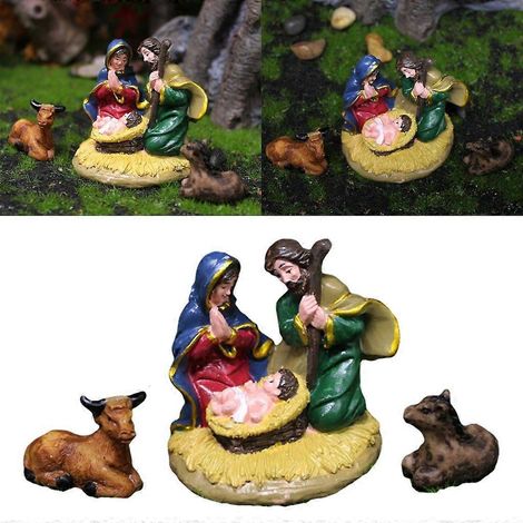 Figurines miniatures de crèche de Noël, ornement, cadeau d'église, décorations pour la maison (1/4)