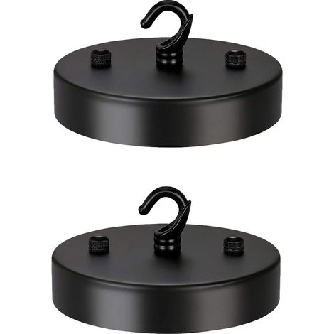 Kit de 2 Plaques de Plafond en Métal Noir pour Lampe Suspendue, Design Nordique, pour Décoration Lumineuse de Chambre ou Salon (1/5)