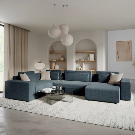 5-Sitzer U-Sofa mit rechter Ecke ausklappbar mit Stauraum Lorenzo Dunkelgrau (1/5)
